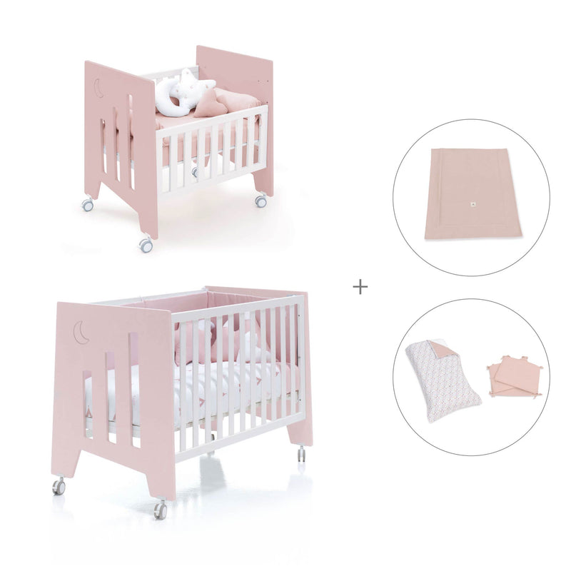 Mini berço 60x80 cm e berço 60x120 cm (7em1) rosa claro · Omni Tre Flamingo