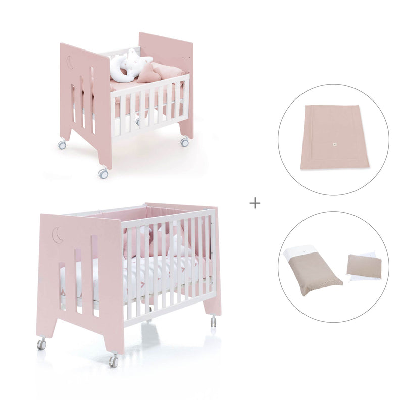 Mini berço 60x80 cm e berço 60x120 cm (7em1) rosa claro · Omni Tre Flamingo