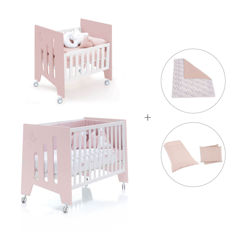 Mini berço 60x80 cm e berço 60x120 cm (7em1) rosa claro · Omni Tre Flamingo