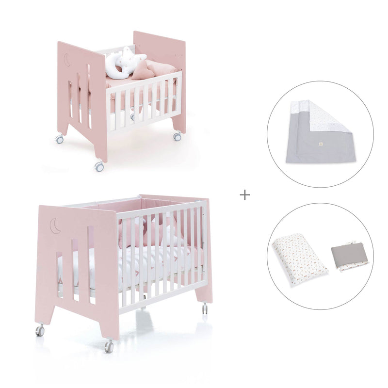 Mini berço 60x80 cm e berço 60x120 cm (7em1) rosa claro · Omni Tre Flamingo