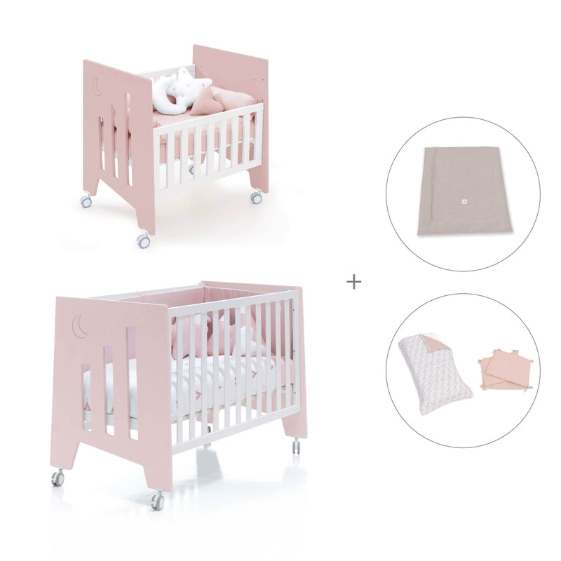 Mini berço 60x80 cm e berço 60x120 cm (7em1) rosa claro · Omni Tre Flamingo