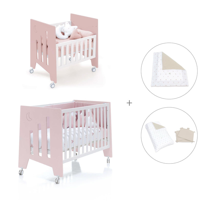 Mini berço 60x80 cm e berço 60x120 cm (7em1) rosa claro · Omni Tre Flamingo