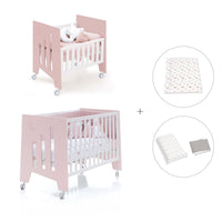 Mini berço 60x80 cm e berço 60x120 cm (7em1) rosa claro · Omni Tre Flamingo
