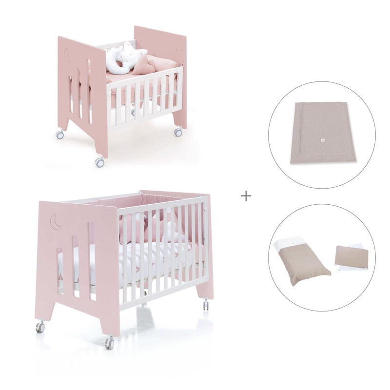 Mini berço 60x80 cm e berço 60x120 cm (7em1) rosa claro · Omni Tre Flamingo