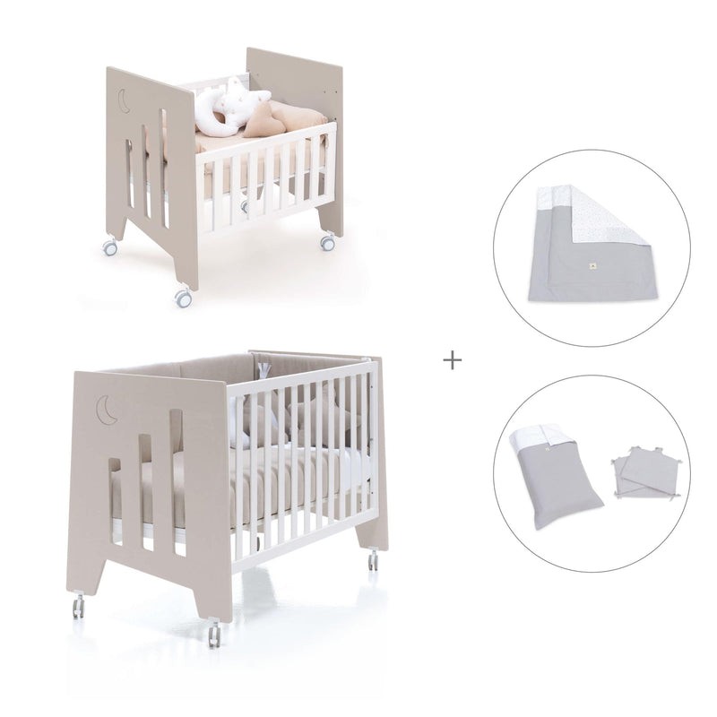 Berceau 60x80 cm et lit bébé 60x120 cm (7en1) beige · Omni Tre Arena