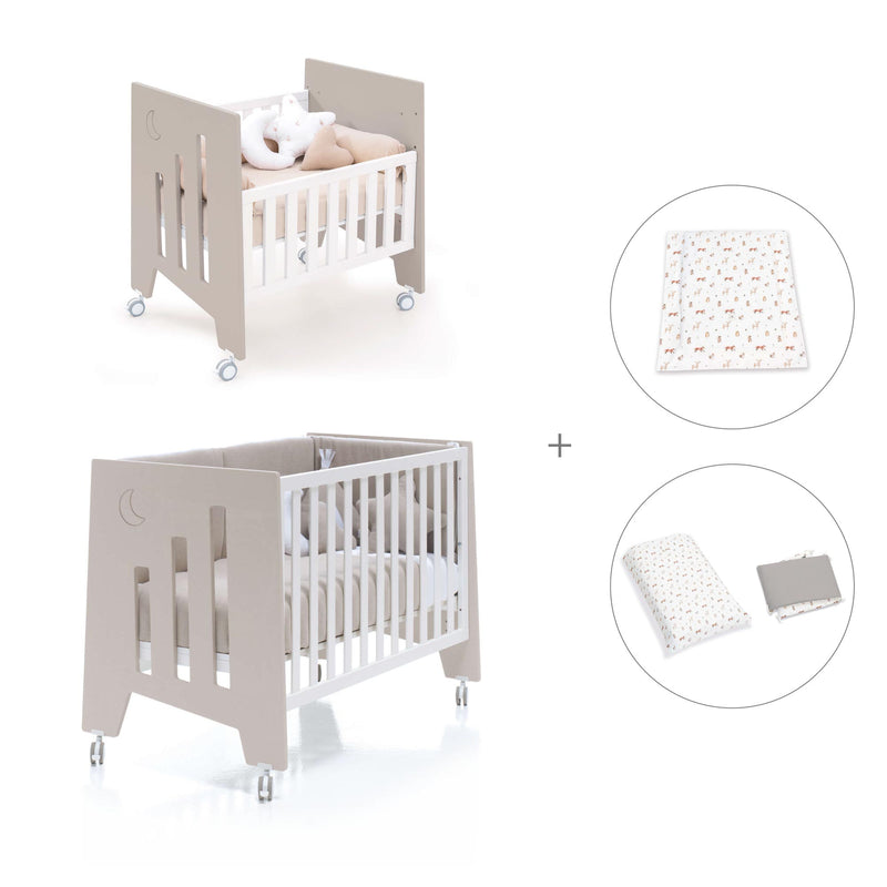 Berceau 60x80 cm et lit bébé 60x120 cm (7en1) beige · Omni Tre Arena