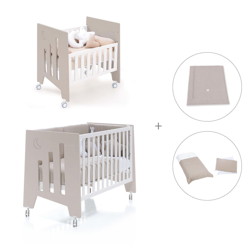 Berceau 60x80 cm et lit bébé 60x120 cm (7en1) beige · Omni Tre Arena