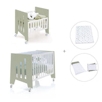 Berceau 60x80 cm et lit bébé 60x120 cm (7en1) vert-olive · Omni Tre Erba