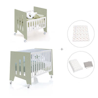 Berceau 60x80 cm et lit bébé 60x120 cm (7en1) vert-olive · Omni Tre Erba