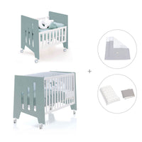 Berceau 60x80 cm et lit bébé 60x120 cm (7en1) vert eucalyptus · Omni Tre Eucalyptus