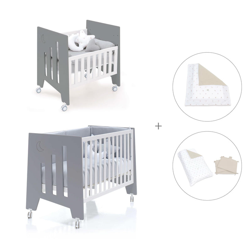 Mini berço 60x80 cm e berço 60x120 cm (7em1) antracite · Omni Tre Antracita