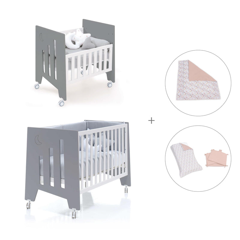 Mini berço 60x80 cm e berço 60x120 cm (7em1) antracite · Omni Tre Antracita