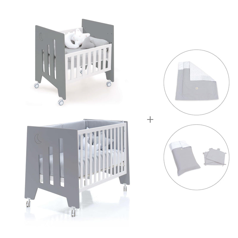 Mini berço 60x80 cm e berço 60x120 cm (7em1) antracite · Omni Tre Antracita