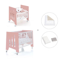Berceau 60x80 cm et lit bébé 60x120 cm (7en1) rose · Omni Tre Quarzo