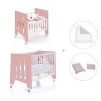Berceau 60x80 cm et lit bébé 60x120 cm (7en1) rose · Omni Tre Quarzo