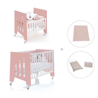 Berceau 60x80 cm et lit bébé 60x120 cm (7en1) rose · Omni Tre Quarzo