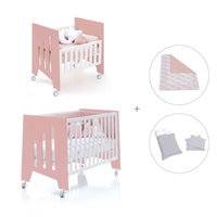 Berceau 60x80 cm et lit bébé 60x120 cm (7en1) rose · Omni Tre Quarzo