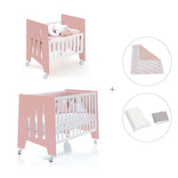 Berceau 60x80 cm et lit bébé 60x120 cm (7en1) rose · Omni Tre Quarzo