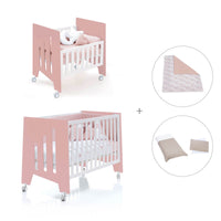 Berceau 60x80 cm et lit bébé 60x120 cm (7en1) rose · Omni Tre Quarzo