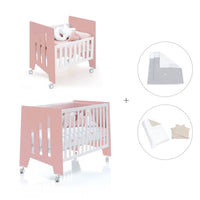 Berceau 60x80 cm et lit bébé 60x120 cm (7en1) rose · Omni Tre Quarzo