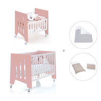 Berceau 60x80 cm et lit bébé 60x120 cm (7en1) rose · Omni Tre Quarzo