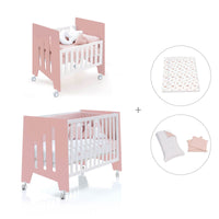 Berceau 60x80 cm et lit bébé 60x120 cm (7en1) rose · Omni Tre Quarzo