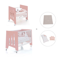 Berceau 60x80 cm et lit bébé 60x120 cm (7en1) rose · Omni Tre Quarzo