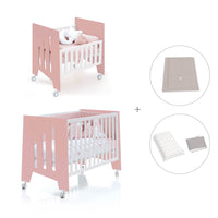 Berceau 60x80 cm et lit bébé 60x120 cm (7en1) rose · Omni Tre Quarzo