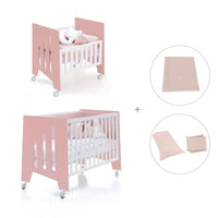 Berceau 60x80 cm et lit bébé 60x120 cm (7en1) rose · Omni Tre Quarzo