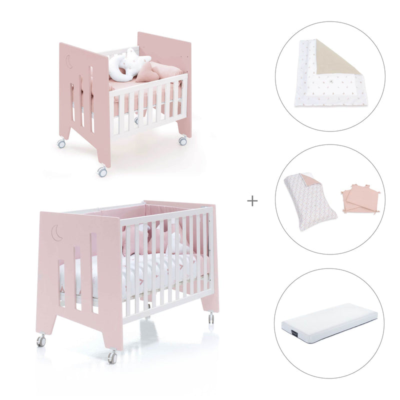 Mini berço 60x80 cm e berço 60x120 cm (7em1) rosa claro · Omni Tre Flamingo
