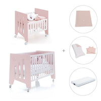 Mini berço 60x80 cm e berço 60x120 cm (7em1) rosa claro · Omni Tre Flamingo