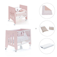 Mini berço 60x80 cm e berço 60x120 cm (7em1) rosa claro · Omni Tre Flamingo