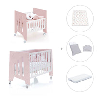 Mini berço 60x80 cm e berço 60x120 cm (7em1) rosa claro · Omni Tre Flamingo