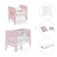 Mini berço 60x80 cm e berço 60x120 cm (7em1) rosa claro · Omni Tre Flamingo