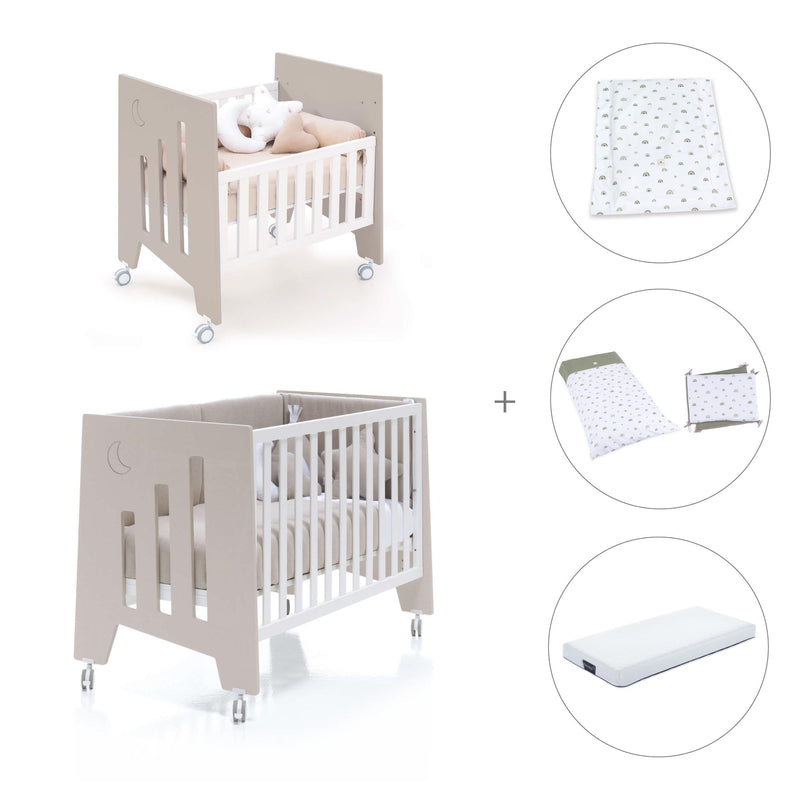 Berceau 60x80 cm et lit bébé 60x120 cm (7en1) beige · Omni Tre Arena
