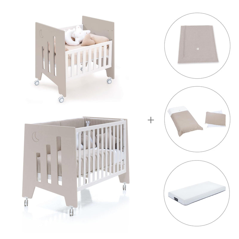 Berceau 60x80 cm et lit bébé 60x120 cm (7en1) beige · Omni Tre Arena