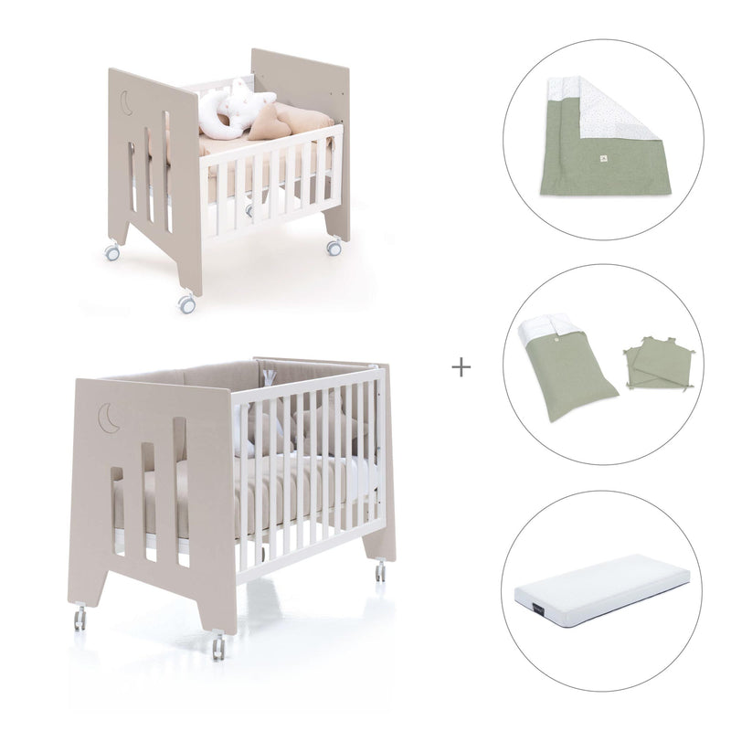 Berceau 60x80 cm et lit bébé 60x120 cm (7en1) beige · Omni Tre Arena