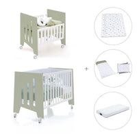 Berceau 60x80 cm et lit bébé 60x120 cm (7en1) vert-olive · Omni Tre Erba