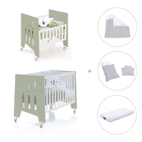 Berceau 60x80 cm et lit bébé 60x120 cm (7en1) vert-olive · Omni Tre Erba