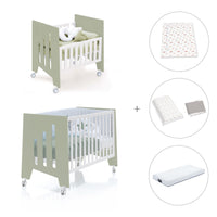 Berceau 60x80 cm et lit bébé 60x120 cm (7en1) vert-olive · Omni Tre Erba