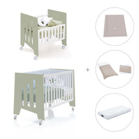 Berceau 60x80 cm et lit bébé 60x120 cm (7en1) vert-olive · Omni Tre Erba