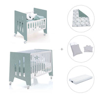 Berceau 60x80 cm et lit bébé 60x120 cm (7en1) vert eucalyptus · Omni Tre Eucalyptus