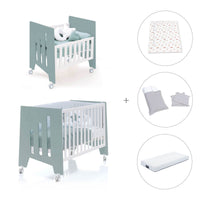 Berceau 60x80 cm et lit bébé 60x120 cm (7en1) vert eucalyptus · Omni Tre Eucalyptus