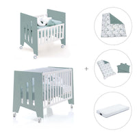 Berceau 60x80 cm et lit bébé 60x120 cm (7en1) vert eucalyptus · Omni Tre Eucalyptus