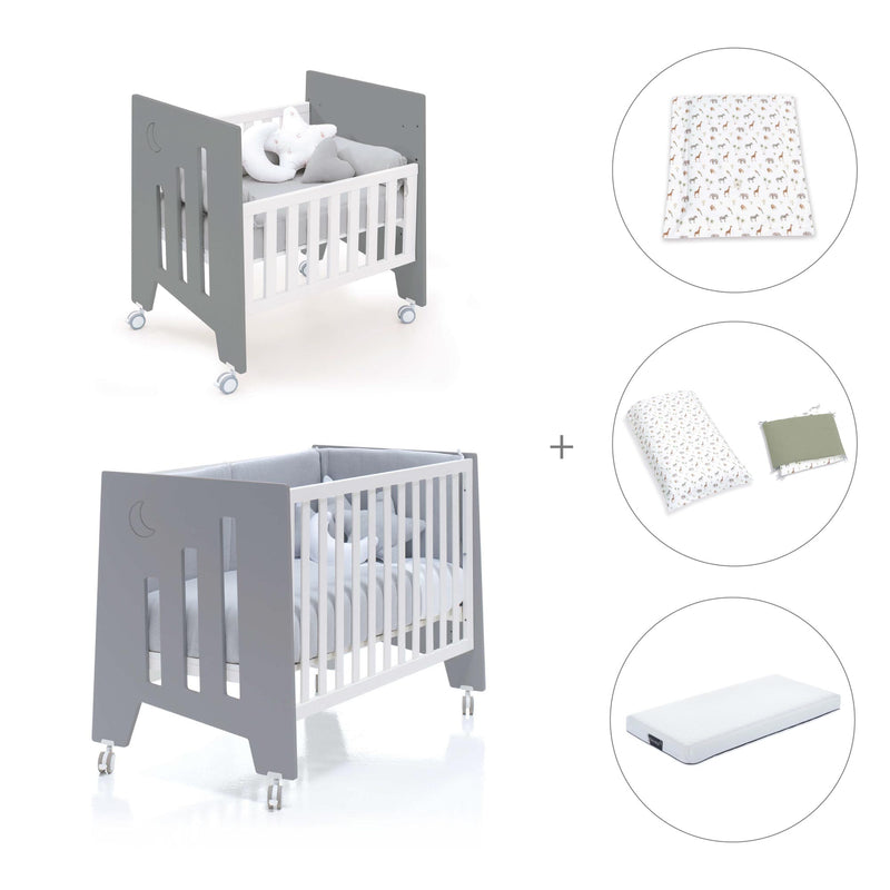 Mini berço 60x80 cm e berço 60x120 cm (7em1) antracite · Omni Tre Antracita