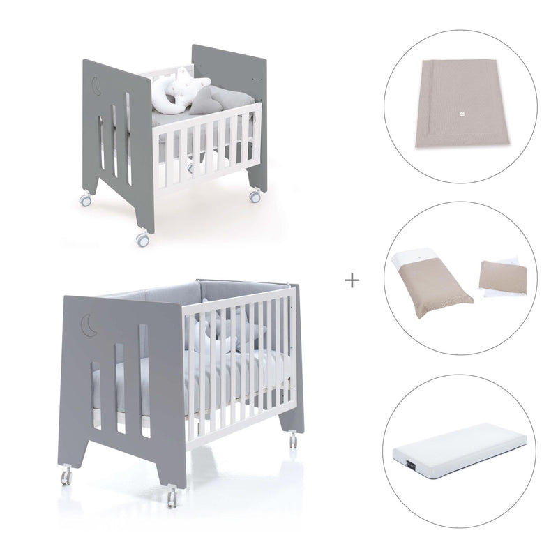 Mini berço 60x80 cm e berço 60x120 cm (7em1) antracite · Omni Tre Antracita