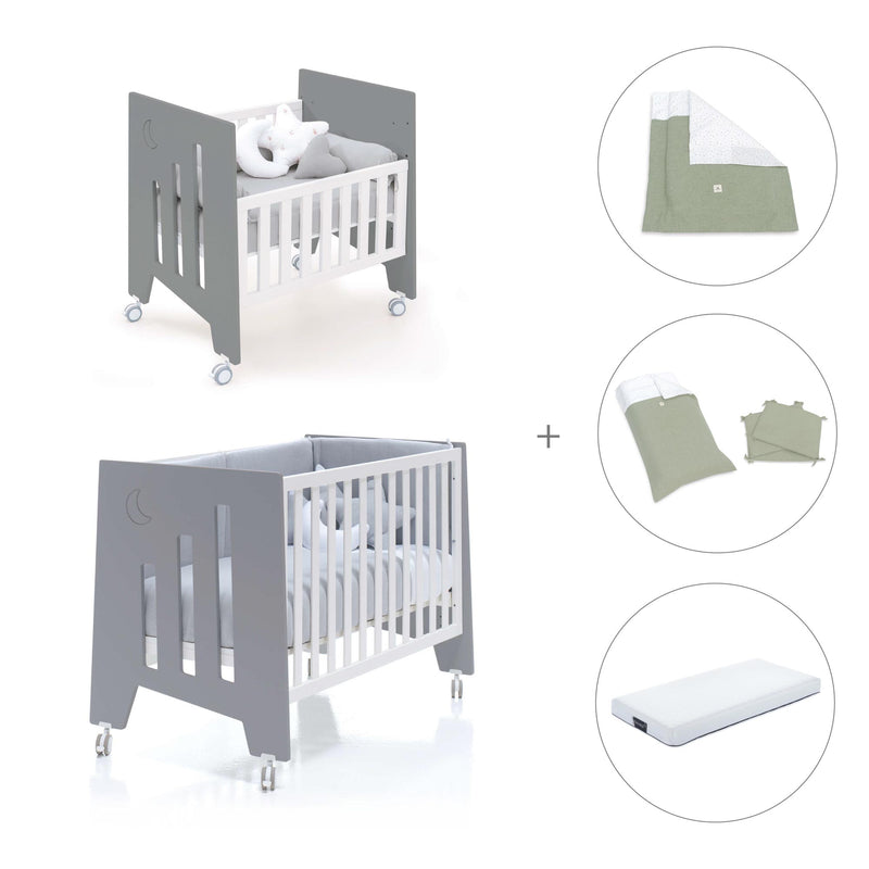 Mini berço 60x80 cm e berço 60x120 cm (7em1) antracite · Omni Tre Antracita