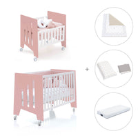 Berceau 60x80 cm et lit bébé 60x120 cm (7en1) rose · Omni Tre Quarzo
