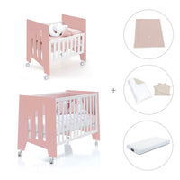 Berceau 60x80 cm et lit bébé 60x120 cm (7en1) rose · Omni Tre Quarzo