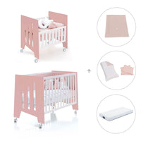 Berceau 60x80 cm et lit bébé 60x120 cm (7en1) rose · Omni Tre Quarzo